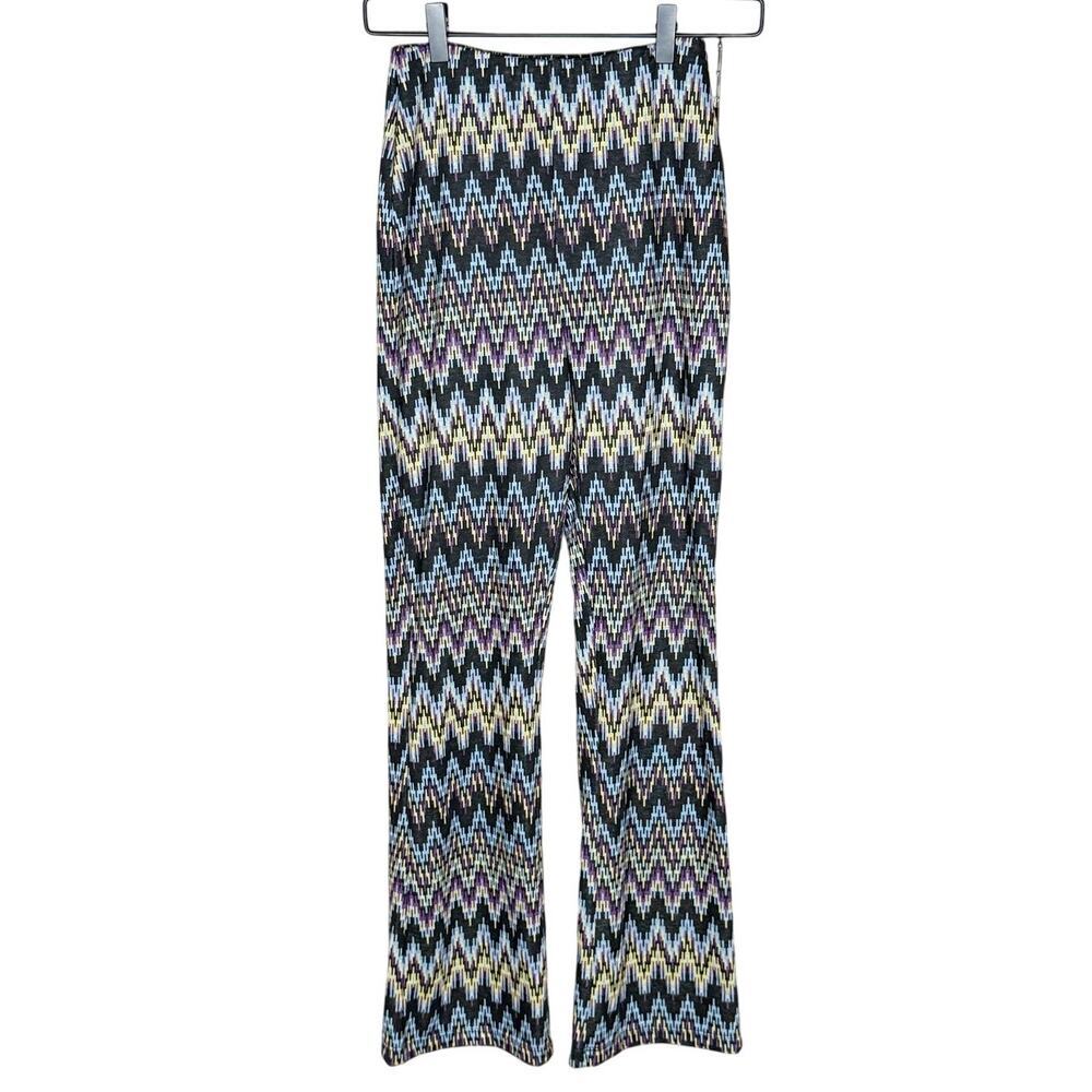 Urban Outfitters Cara High Waisted Kick Flare Pants Zig Zag Size Small NEW